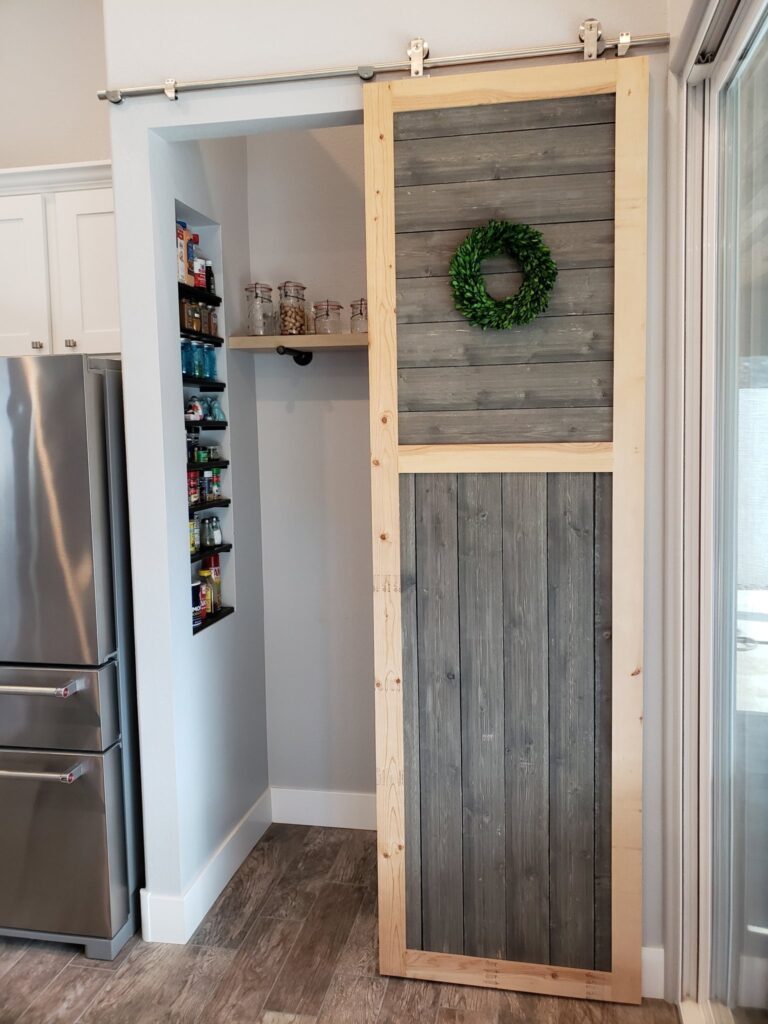 cabinet renovation with barn doors.